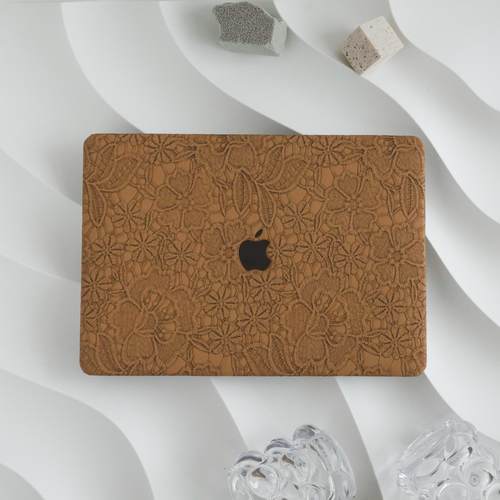 典雅棕色雏菊压花皮革2024新款苹果电脑保护套适用于macbookpro14m4保护壳笔记本air15 pro13寸外壳pro16寸