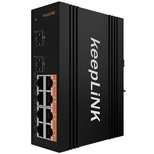 keepLiNK友联工业级以太网交换机千兆2光8电非管理型导轨式  KP-9000-45-2GX8GT