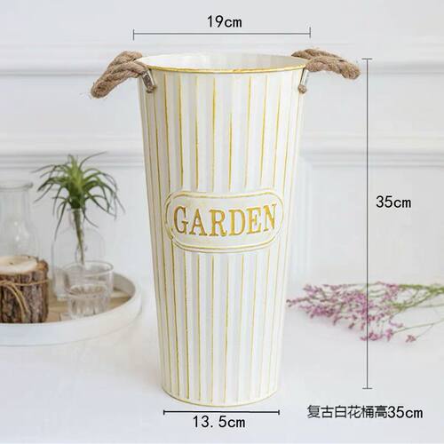 北欧铁艺醒花桶深水鲜花干花桶花店家用插花客厅装饰大号落地花瓶