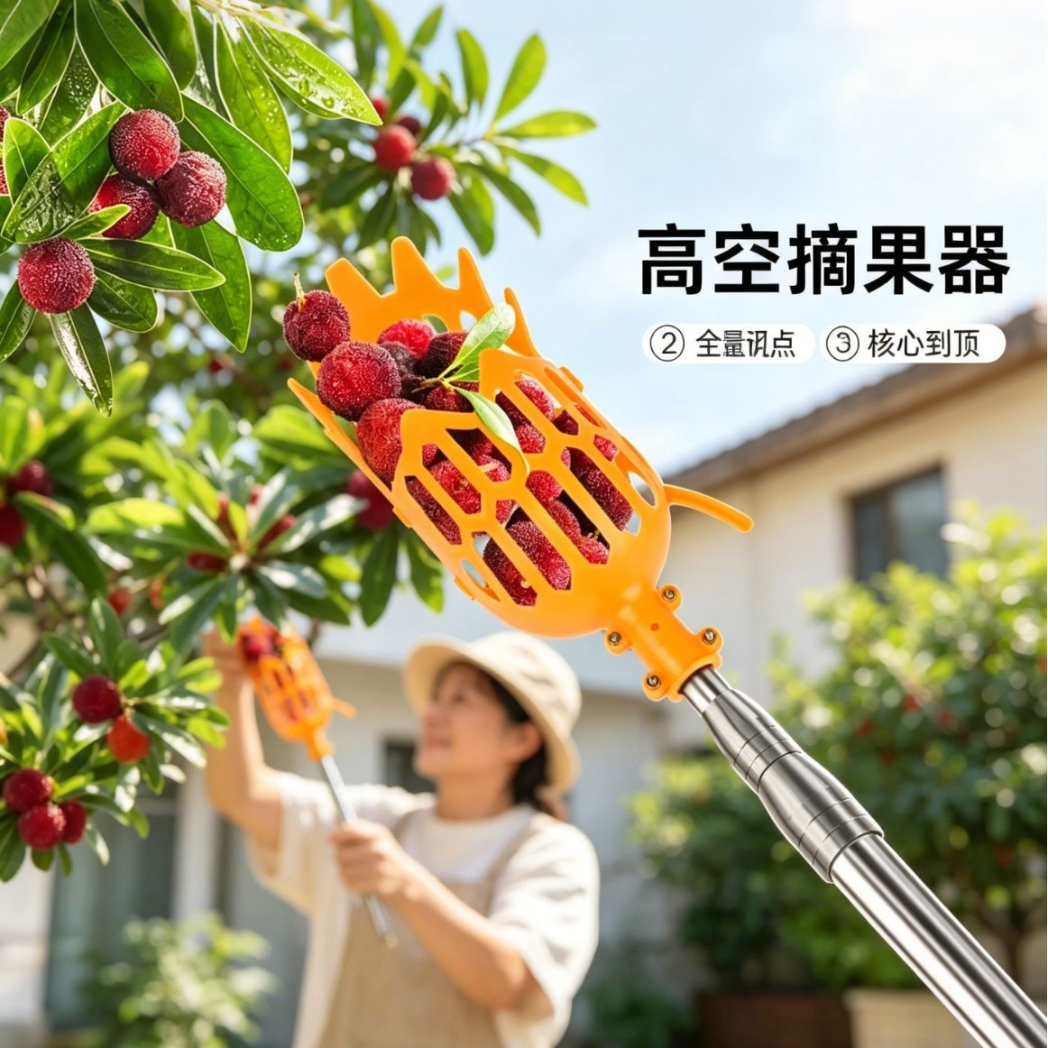 新款高空摘果加长伸缩杆摘水果网兜家用采摘柿子枇杷杨梅橘子摘果