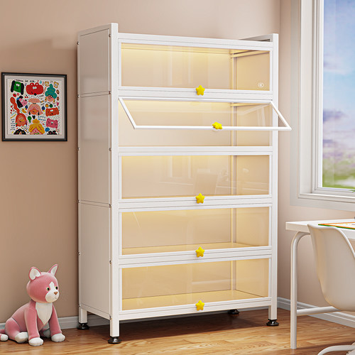 钢制书架带门玻璃书柜落地防尘铁皮柜模型展示柜家用收纳柜收纳柜