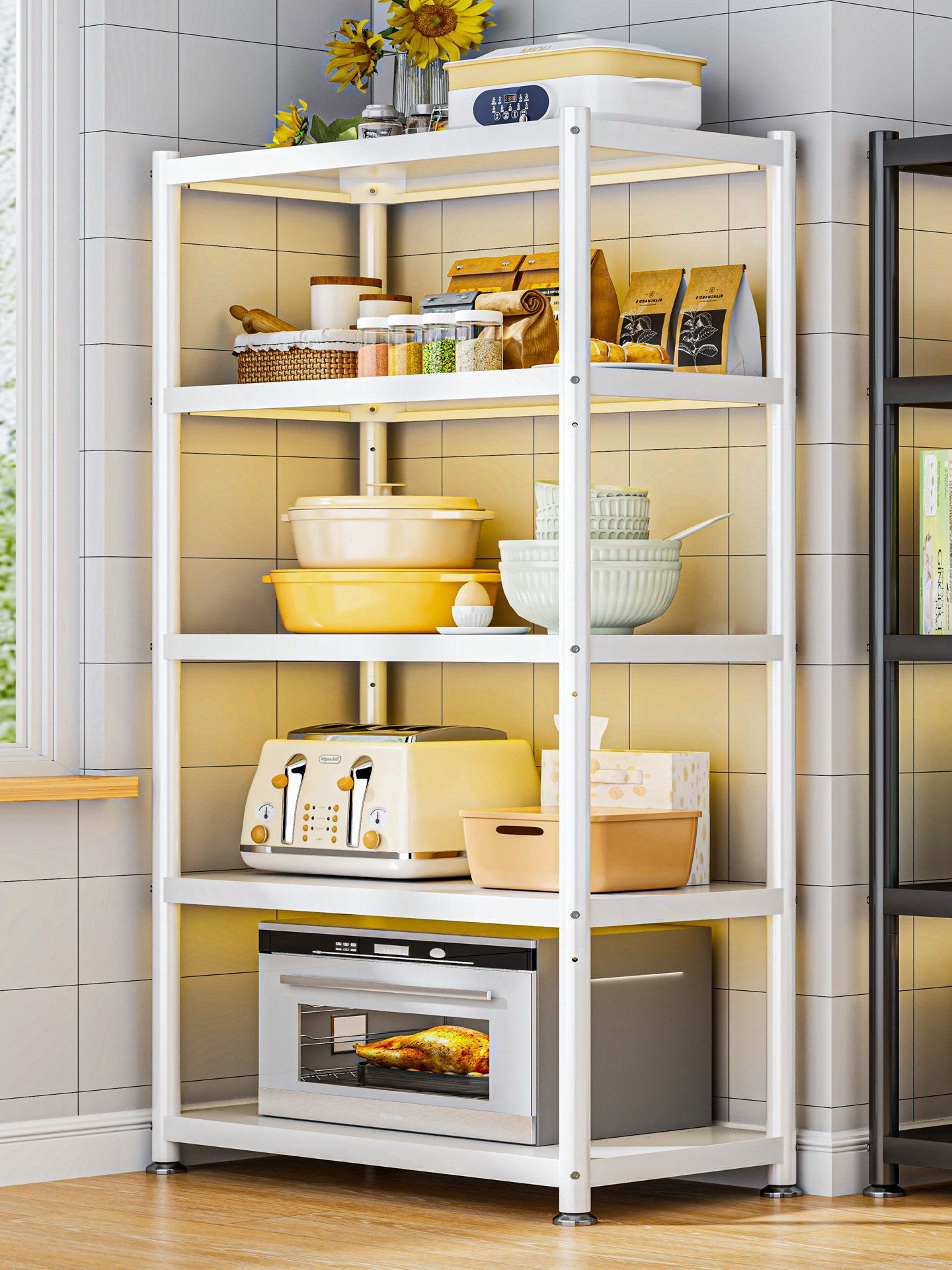 厨房置物架落地多层锅具收纳架果蔬菜储物货架微波炉烤箱置物架子