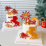 2026马到成功翻糖切模蛋糕装饰千里马新年马年礼花蜡烛插件模具