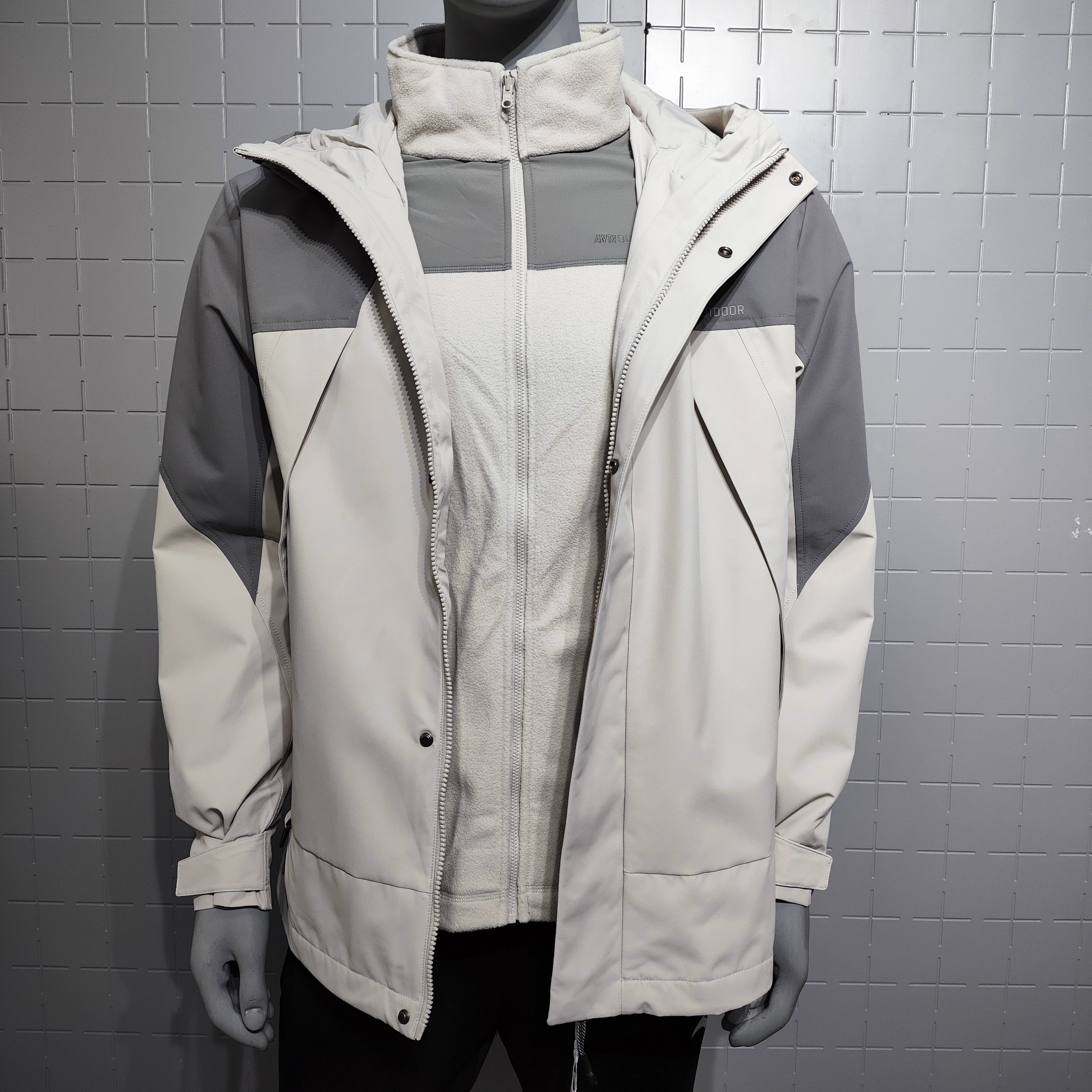 安踏冲锋衣两件套男加绒梭织外套防泼水8冬季新款运动服152546605