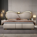 现代简约储物皮艺床真皮床轻奢主卧2米x2米大床双人1.8米高端婚床