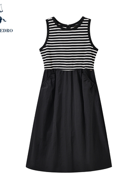 保罗彼得2025夏新款女吊带无袖连衣裙条纹收腰专柜同款 YNEB43810