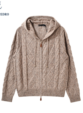 保罗彼得2025秋冬新款针织衫女连帽复古短外套开衫毛衣UKECZ00830