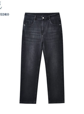 保罗彼得2025秋季新款男牛仔裤休闲黑色直筒裤弹力长裤NSECN00450