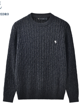 保罗彼得2025秋冬新款男针织衫圆领保暖宽松休闲毛衣HMECZ00411