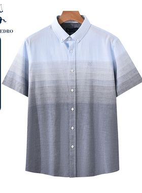 保罗彼得夏装新款休闲短袖时尚衬衫衬衣男纯棉T恤上衣CXDB52230