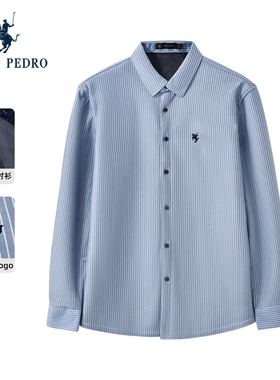 【加绒】保罗彼得2025冬季新款衬衫男条纹保暖长袖上衣MMEDC00170