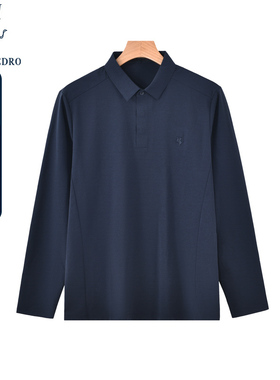 保罗彼得春秋新款男士商务休闲长袖宽松POLO衫T恤上衣NTDA48521