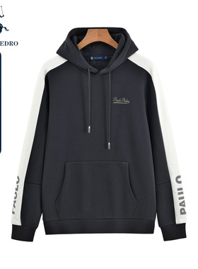 保罗彼得专柜款男士卫衣套头长袖加绒保暖舒适连帽外套TBCD48030