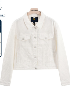 保罗彼得春秋季新款短外套女翻领气质休闲女士上衣白色NHDA72900