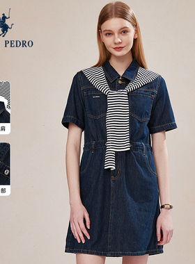 保罗彼得2025夏新款女牛仔短袖连衣裙时尚休闲专柜同款 CYEA52730