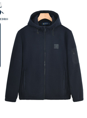 保罗彼得专柜款秋冬男连帽茄克加绒摇粒绒保暖外套夹克DTCC25530