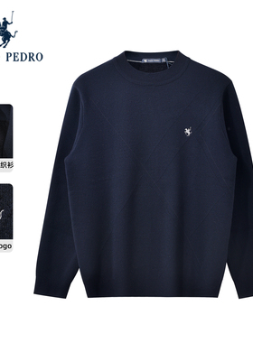 加绒-保罗彼得厚男圆领宽松百搭时尚休闲针织保暖毛衣YXEDZ00790