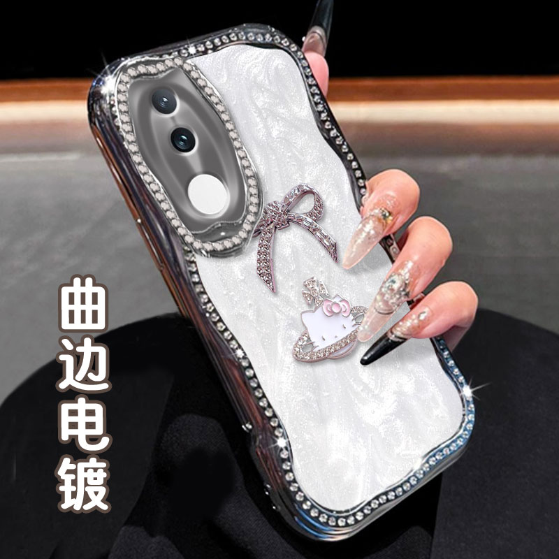 电镀奶油镶钻珠光白，不掉钻，不掉漆