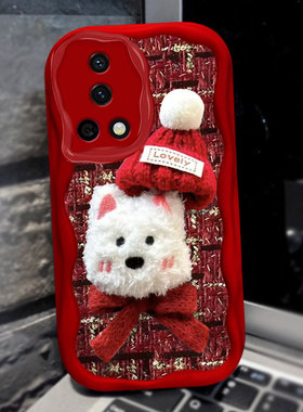 2025红色新年毛绒适用华为nova12手机壳外壳荣耀100Pro喜庆300ultra针织P60Art名媛20女款x50i过年6 5G本命年