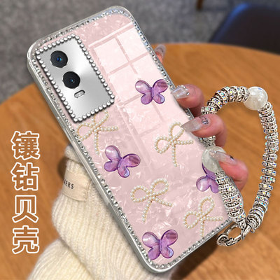 水钻镶钻贝壳纹适用vivoY76s手机壳外壳Y78t高级感Y53S女款Y52S网红9S全包Y300PRO+新款10防摔xnote保护套