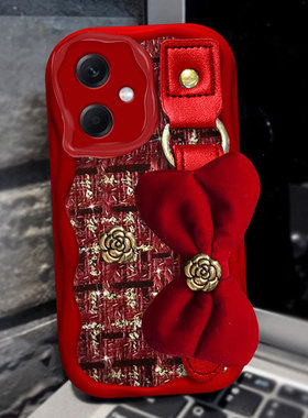 红色新年本命年针织小香风适用Redmi红米Note12手机壳蛇年14过年12s春节k70至尊版/2025年k40喜庆K70E新品12s