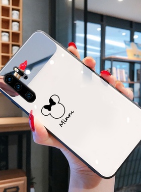 玻璃镜面情侣白色适用华为P30PRO手机壳P30曲面屏epro外壳曲屏女款男款夏季p20pro手机套p3o新款p0r男pr0/p2o