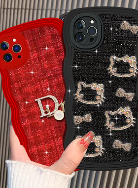 红色新年针织布艺小香风适用苹果iPhone16Promax手机壳/2025年SE(第三代)保护套12Mini喜庆6SPLus高级感7外壳