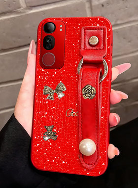 2026马年红色新款腕带适用vivoY50 5G手机壳冬天Y500硅胶Y100新品V27结婚Y300防摔Y51s春节Y7s秋冬Y300+名媛