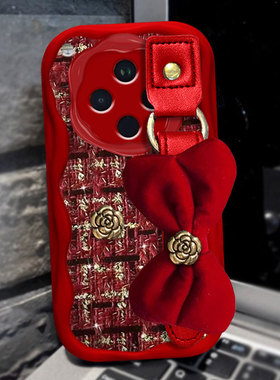 红色新年本命年针织小香风适用OPPOFindX8手机壳网红A1x蛇年5喜庆8pro/2025年9新品A2m结婚4保护套8+布艺K10