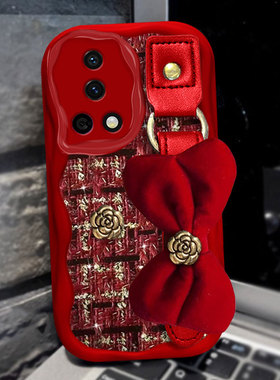 红色新年本命年针织小香风适用华为nova12手机壳喜庆50Pro网红荣耀X50i+保护套10过年60SE蛇年麦芒30/2025年