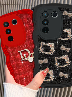 红色新年针织布艺小香风适用vivoS16手机壳女款Z6高级感y73s/2025年X90春节V27喜庆S15蛇年S19本命年y52s冬天