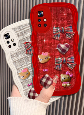 蛇年新年本命年红色学院风适用redmi红米Note11 5G手机壳毛绒MIX4/2025年12Ultra春节11A布艺11T+高级感11