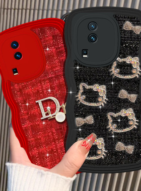 红色新年针织布艺小香风适用iQOONeo7手机壳/2025年855蛇年9冬天8SE喜庆10保护套5活力版本命年X21屏幕指纹版