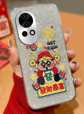 红色喜庆新年财神爷适用华为nova12手机壳外壳荣耀x40i过年8SE活力版高级感13春节x50蛇年50Pro保护套7全包