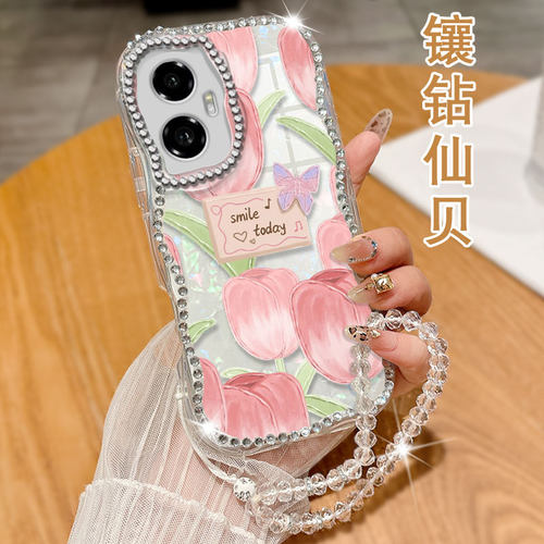 透明奶油镶钻贝壳，不掉钻，不发黄