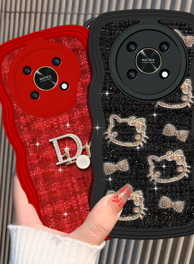 红色新年针织布艺小香风适用荣耀X30手机壳女款Magic3Pro冬天X20SE高级感V40轻奢版外壳华为畅享Z 5G喜庆X20