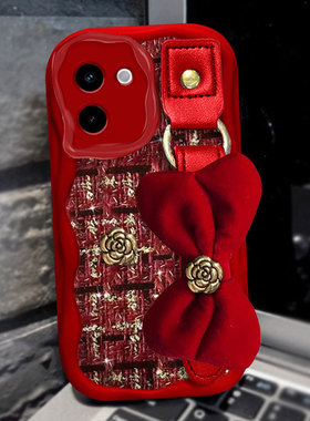 红色新年本命年针织小香风适用vivoY200手机壳保护套13外壳VIVOX50/2025年Y35 5G新品X30过年X70网红12布艺