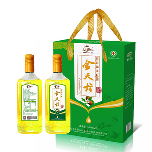 安徽金天柱物理压榨有机山茶油一级油茶籽油食用油500ML*2礼盒装