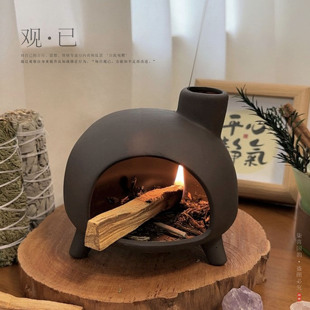 观已◆熏香壁炉雪松鼠尾草熏香清理炉秘鲁圣木粗陶香炉陶瓷香炉