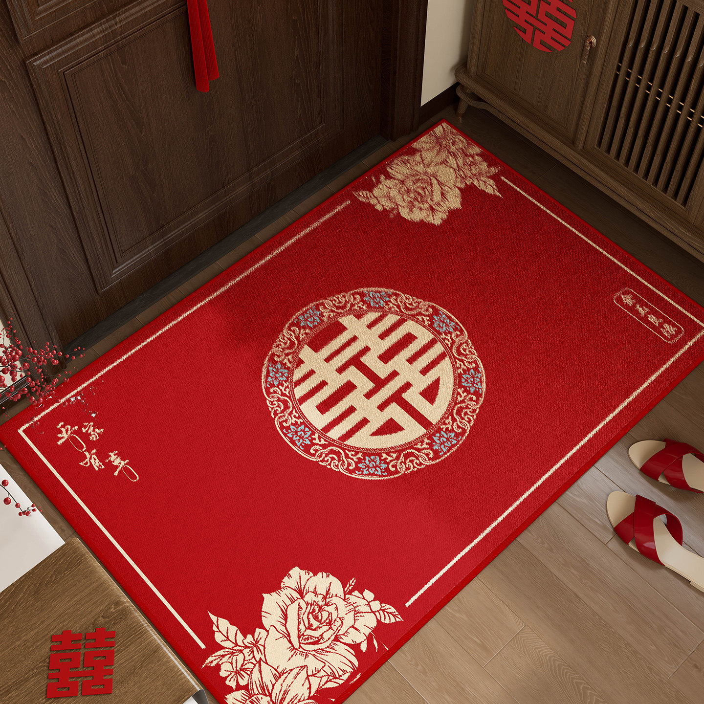结婚入户门垫婚庆喜字氛围装饰新房进门脚垫婚房喜庆布置红色地毯,居家布艺,入户地垫,淘宝优惠券,粉丝福利购,淘宝优惠卷