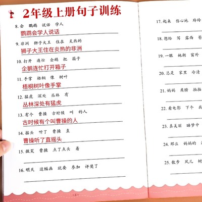 二年级上册句子训练小学生语文基础知识大全扩句仿句组词造句修改病句照样子写句子专项强化训练题下册人教版优美句子积累练习册