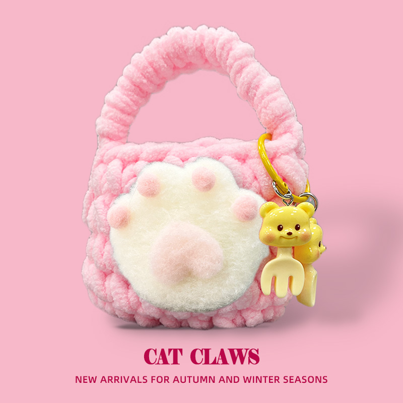适用可爱毛绒粉色猫爪苹果Airpods4/3耳机套airpodspro2蓝牙软壳华强北7/6代pro5保护壳mini4少女pro4收纳袋