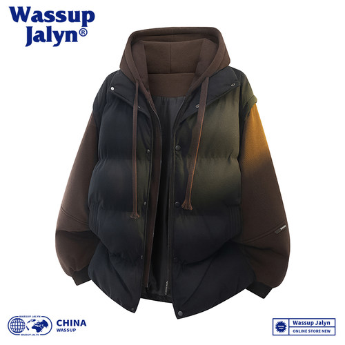 WASSUPJALYN冬季厚棉袄连帽外套