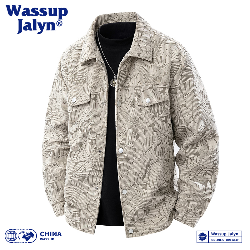 WASSUP JALYN男士休闲外套2025春秋款高级感印花翻领夹克宽松上衣