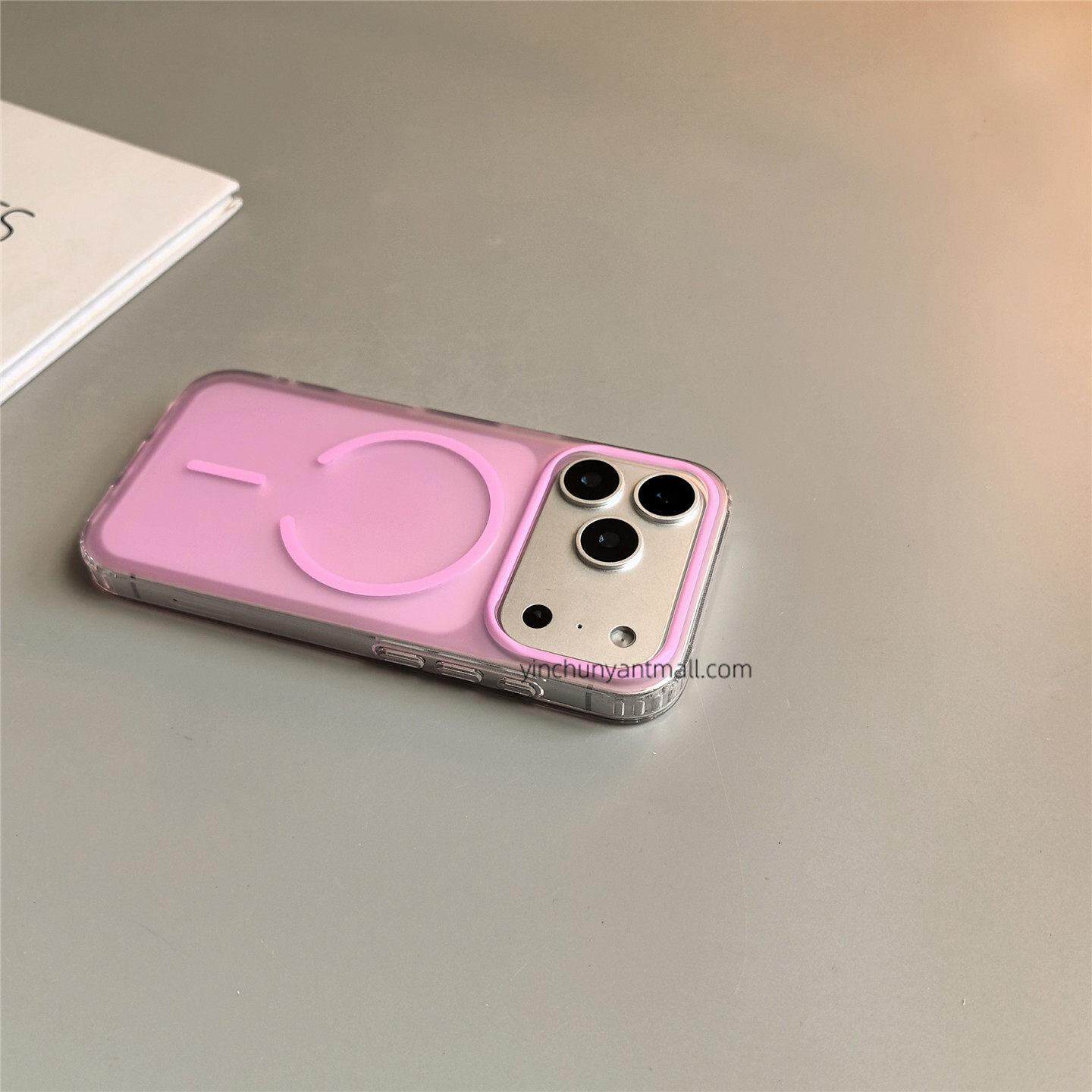 紫粉细圈磁吸适用苹果17手机壳16Pro透明半软15pro简约16高级感iPhone15防摔14新款17pro全包16promax男女