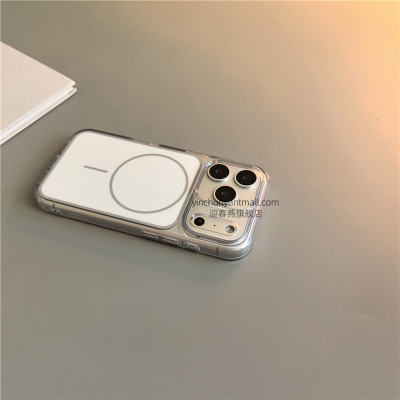 白色莱卡磁吸适用苹果17手机壳透明16Pro磨砂15pro简约16高级感iPhone15防摔14新款17Pro全包16promax男女13