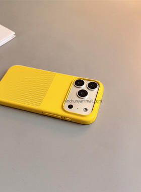 黄色岩砂磁吸适用苹果17手机壳磨砂16Pro硬15pro简约16高级感iPhone15防摔新款17pro全包16promax男女超火