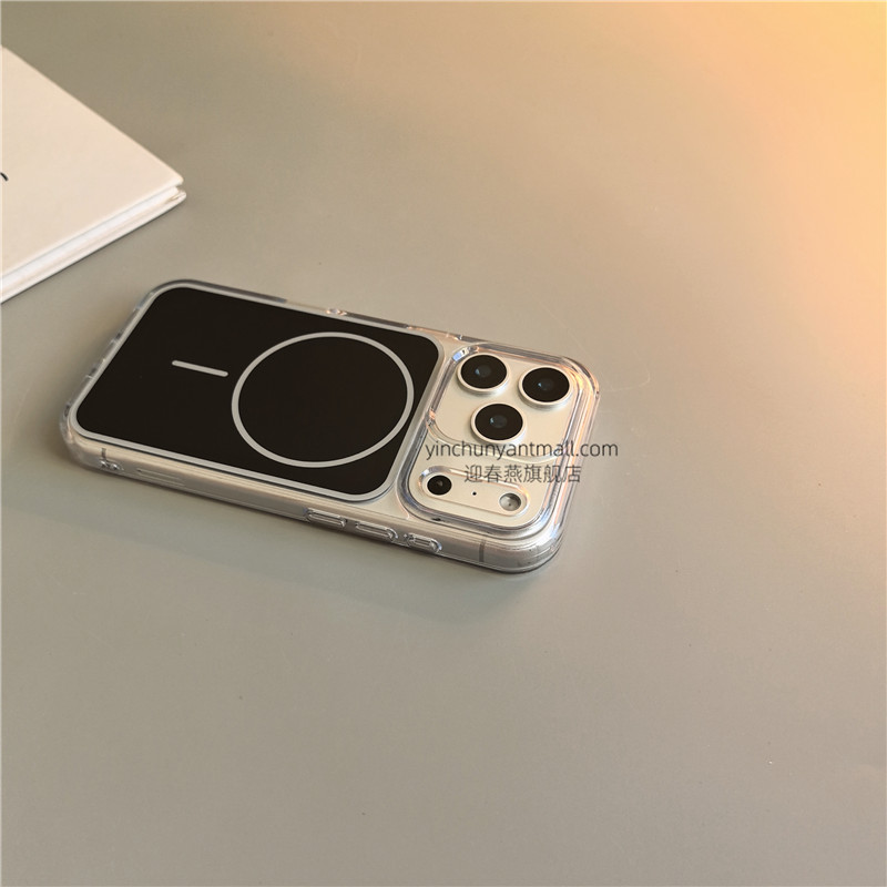 黑色莱卡磁吸适用苹果17手机壳透明16Pro磨砂15pro简约16高级感iPhone15防摔14新款17Pro全包16p