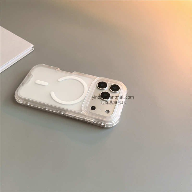白色缤纷磁吸适用苹果17手机壳透明16Pro硬壳15pro简约16高级感iPhone15防摔14新款17Pro全包16promax男女13