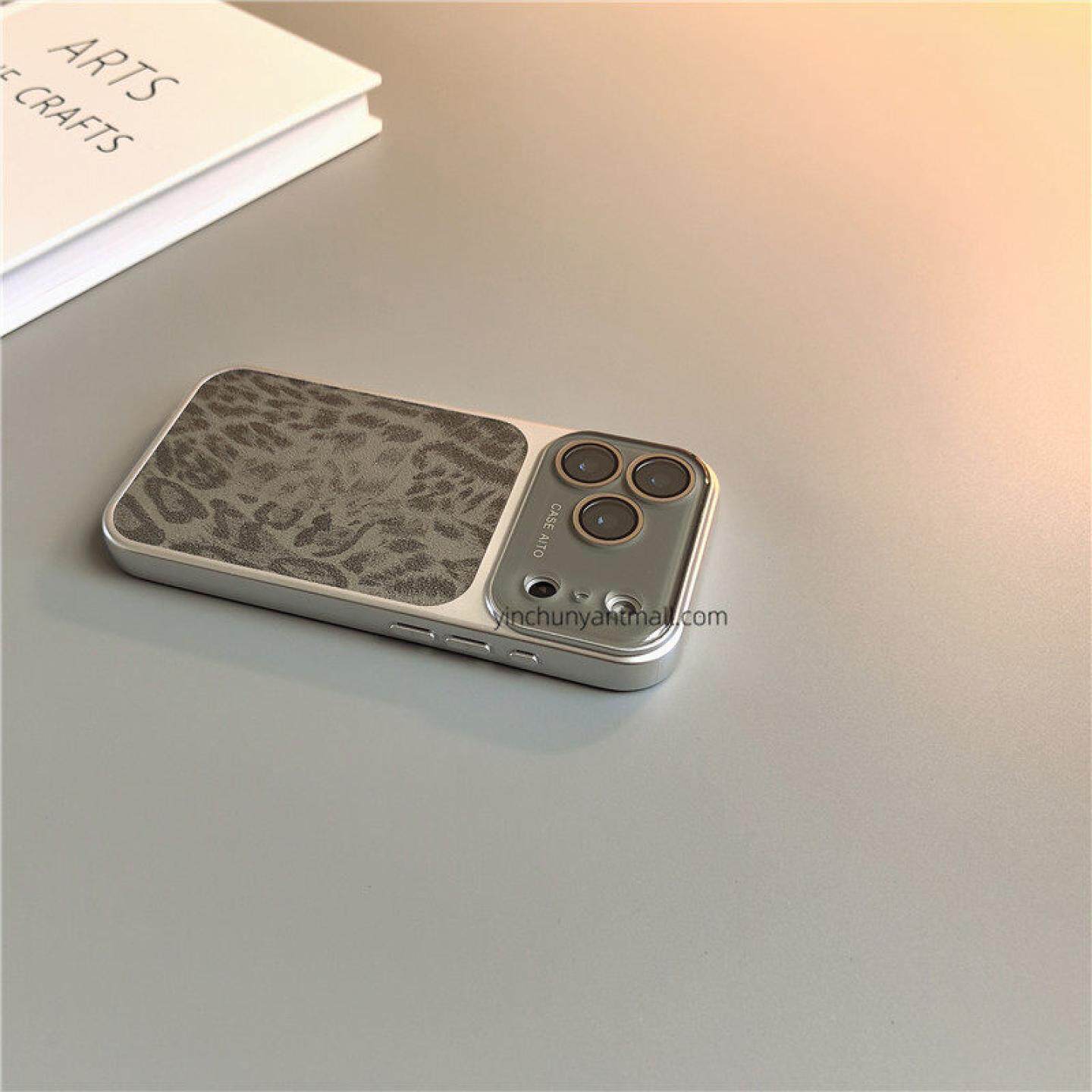 黑灰豹纹适用苹果17promax手机壳半软16Pro磨砂15pro简约16高级感iPhone15超好看防摔新款17pro全包16男女